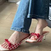 LBSFY  -  Designer Butterfly-knot Women Open Toe Slippers Fashion Elegant Low Heel Slides Summer Ladies Outdoor Party Dress Shoes